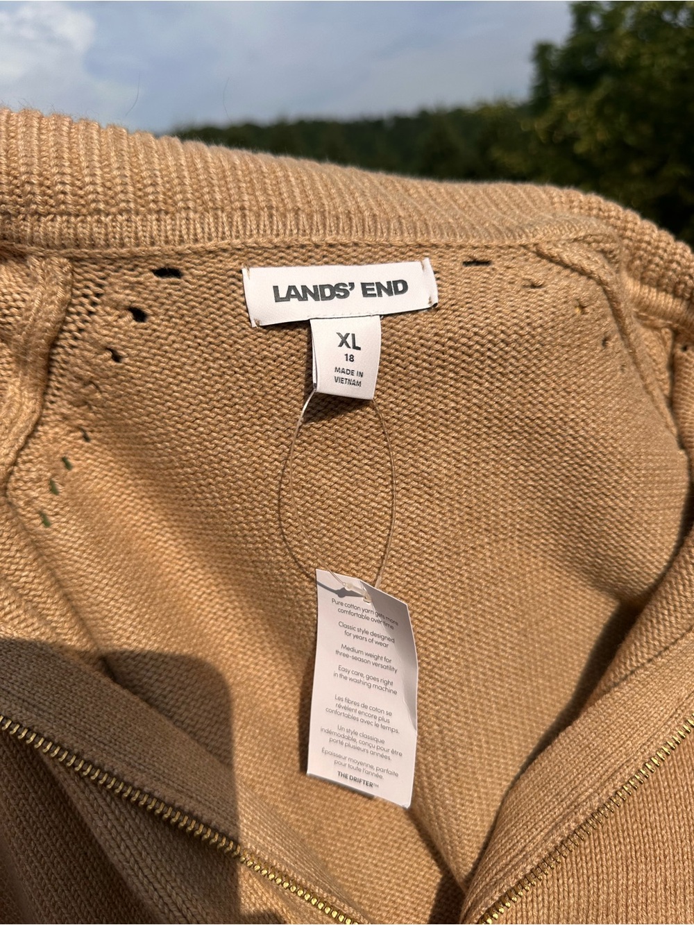 NWT! Lands' End Drifter Cotton Zip-Up Cardigan - Picture 4 of 5